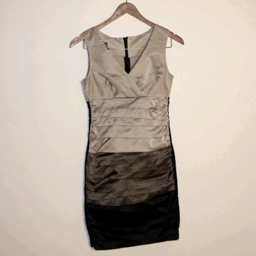 Tricolor satin dress